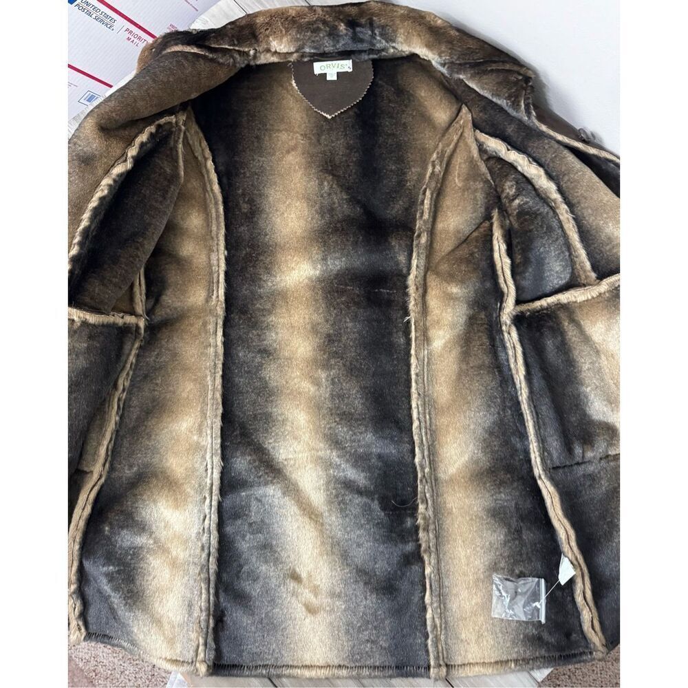 Orvis Penny Lane Aspen Faux Fur‎ Brown Lined Coat Size Medium - Picture 4 of 11